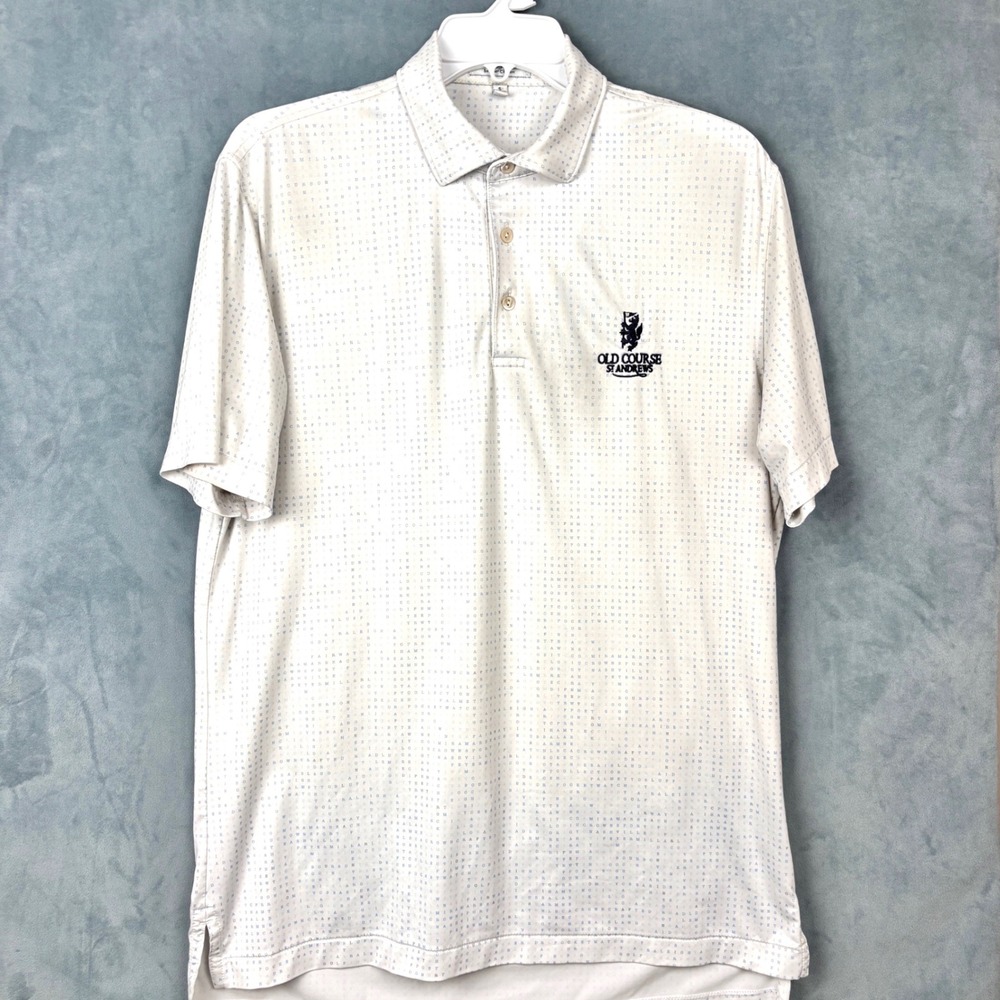 Peter Millar Summer Comfort Old Course St Andrews Word Search Polo Shirt White S
